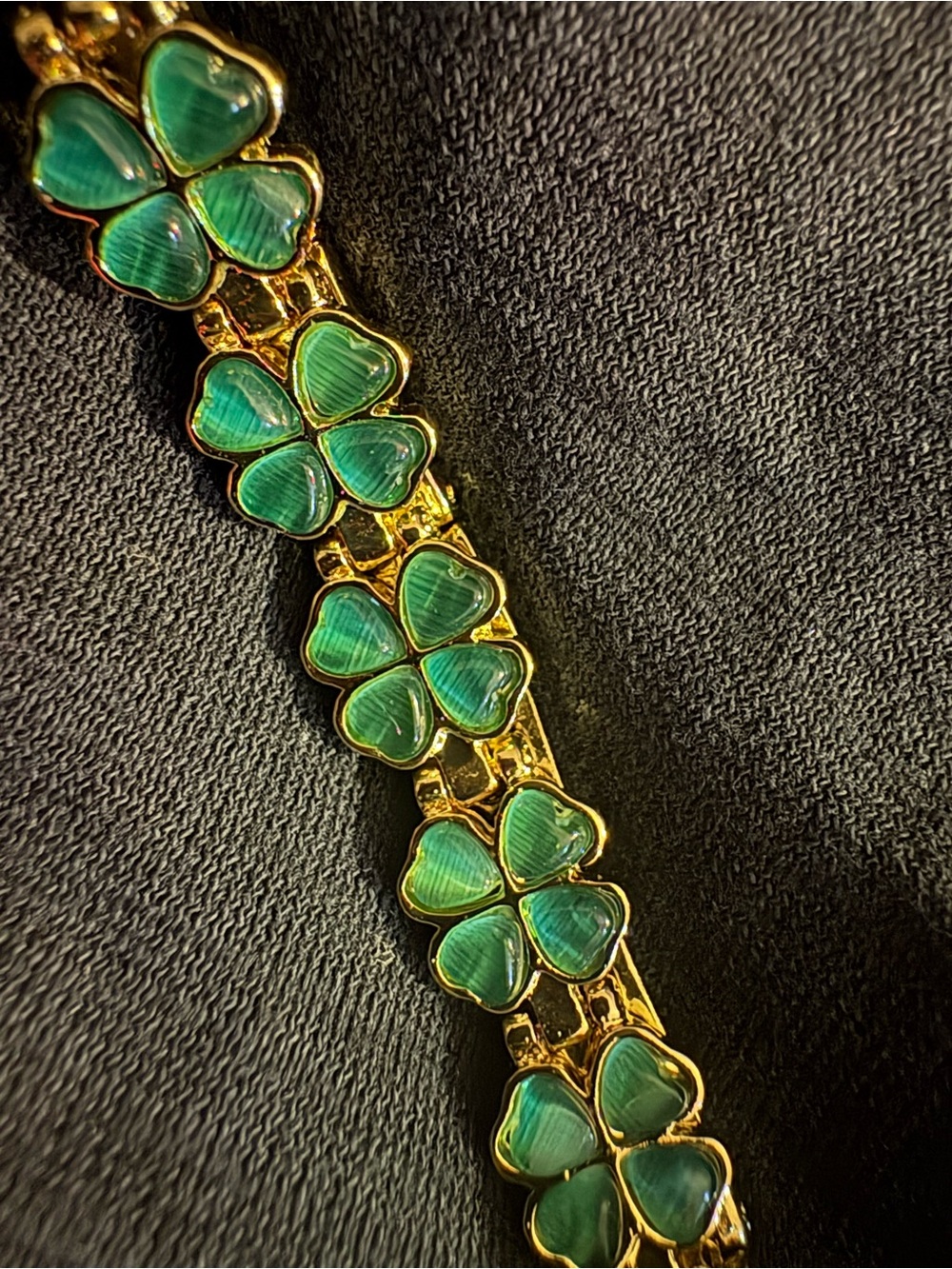 Gold-Tone Green Clover Bracelet - Women Jewelry